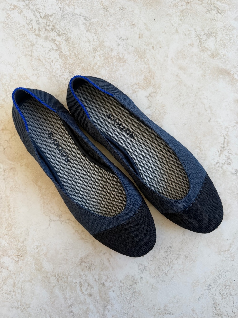 ROTHYS Square Toe Starling Cap Toe Two Tone Ballet Flat Slip On Shoes Profession